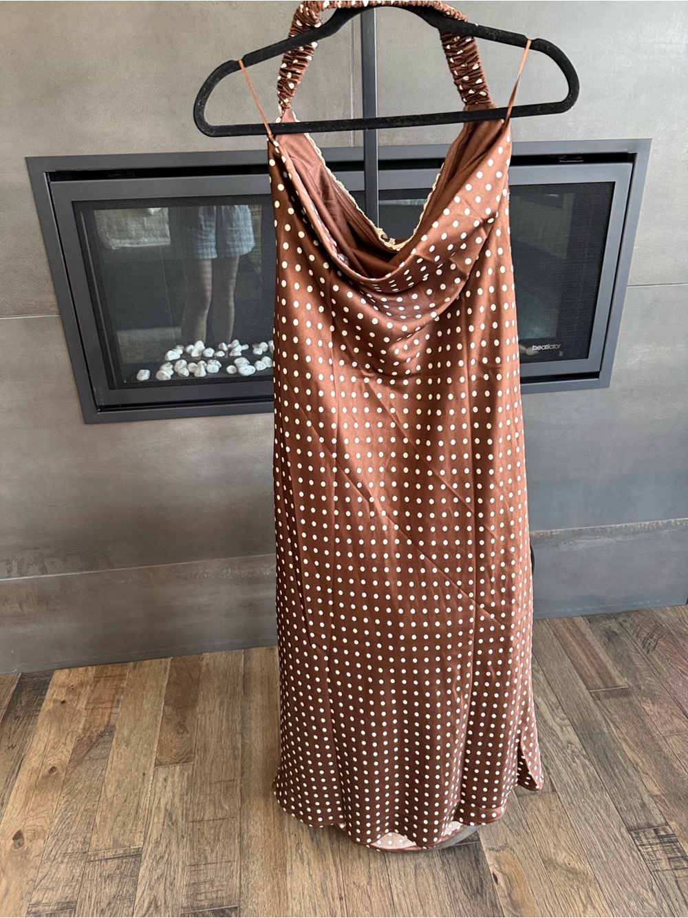 Jessica Simpson Brown Polka Dot Strapless Dress